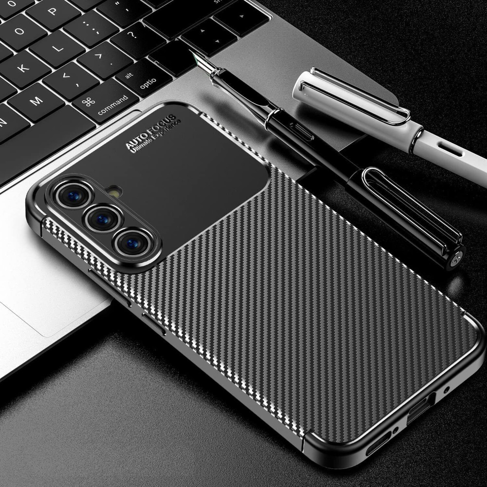 Husa Carbon Fiber pentru Samsung Galaxy A54 5G, aspect carbon, neagra 2