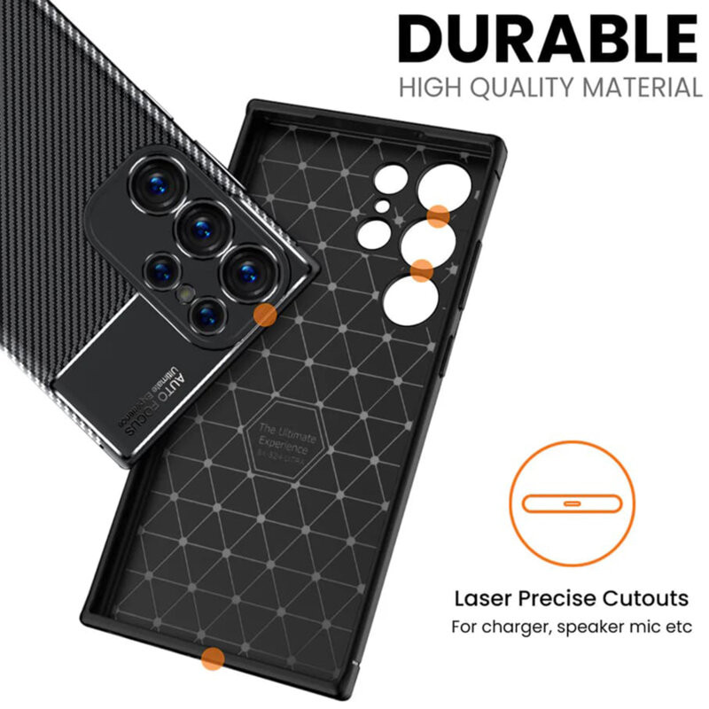 Husa Samsung Galaxy S24 Ultra, Carbon Fiber, aspect carbon, neagra 2