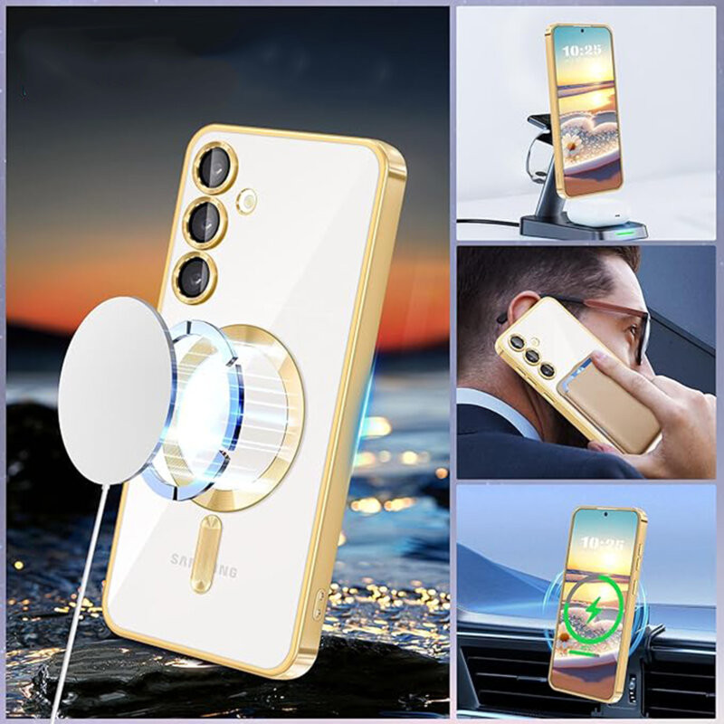 Husa Samsung Galaxy A16, Electroplating Magsafe TPU, protectie camera, mov 4