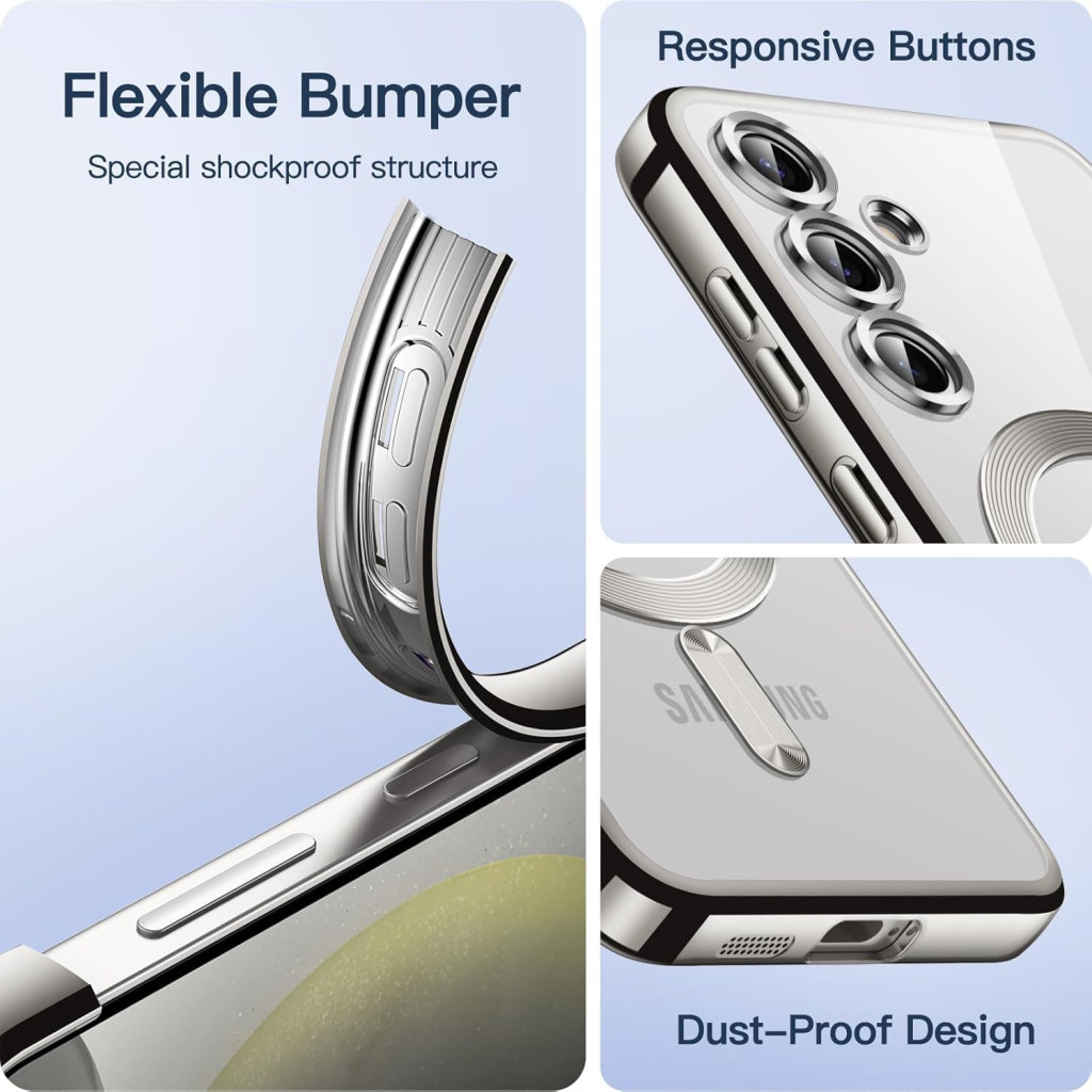Husa Samsung Galaxy S25 Plus, Electroplating Magsafe TPU, protectie camera, margini aurii 5