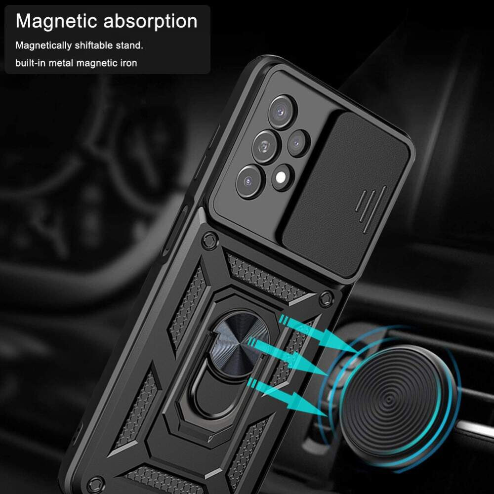 Husa Samsung Galaxy A36, Camshield Armor, inel sustinere, protectie camera, neagra 2