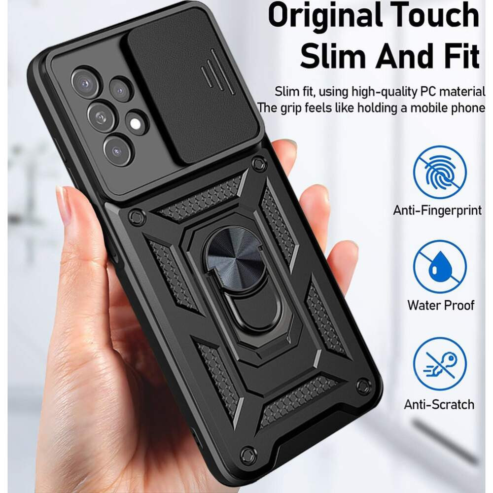 Husa Samsung Galaxy A36, Camshield Armor, inel sustinere, protectie camera, neagra 5