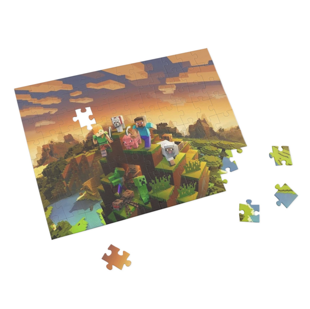 Puzzle 80 piese, 20 x 15 cm, personaje Minecraft, model 1 2