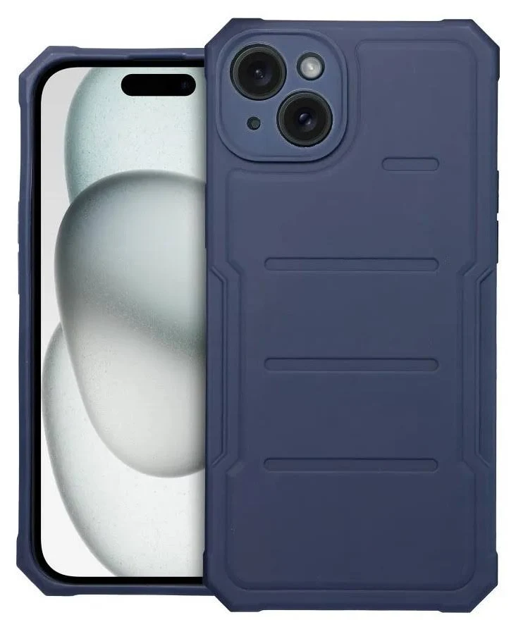 Husa Apple iPhone 15 Plus, Heavy Duty, microfibra, albastra