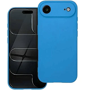 Husa Apple iPhone 17 Air, Luxury Silicone, protectie camera, catifea in interior, albastru deschis