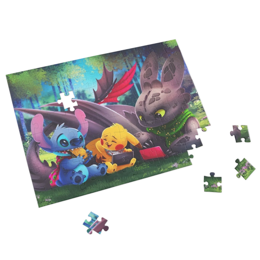 Puzzle 80 piese, 20 x 15 cm, personaje Lilo and Stitch, model 1 2
