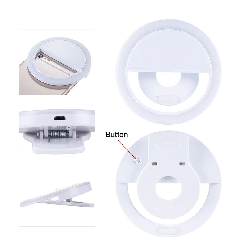 Lampa LED Selfie Ring Light, 3 moduri lumina, 3W, acumulator incorporat 3