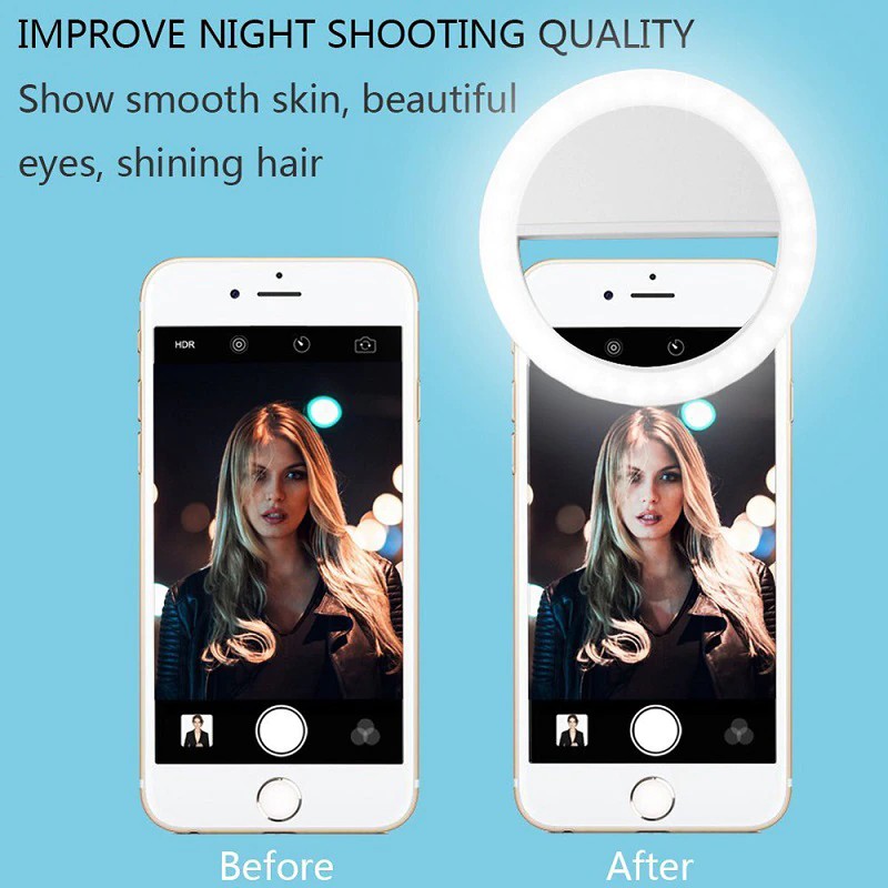 Lampa LED Selfie Ring Light, 3 moduri lumina, 3W, acumulator incorporat 4
