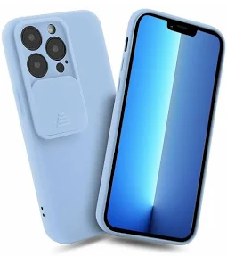 Husa Apple iPhone 13 Pro, Vertical Slide TPU, silicon moale, flexibil, albastru deschis