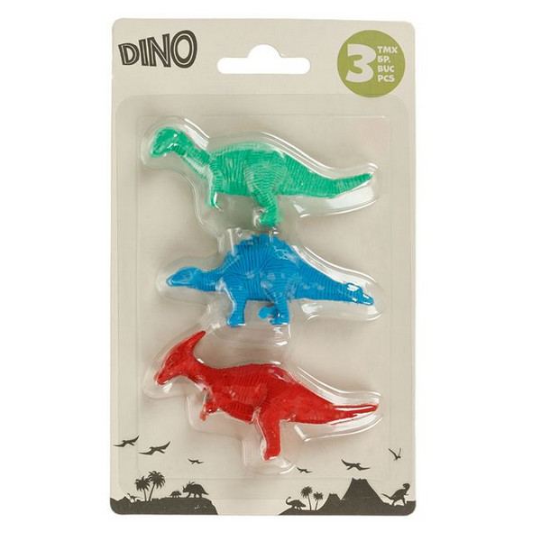 Set 3 radiere / gume de sters 3D, model Dinozauri 2