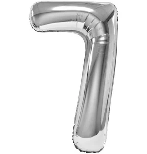Balon din folie metalizata, 100 cm, argintiu, cifra 7