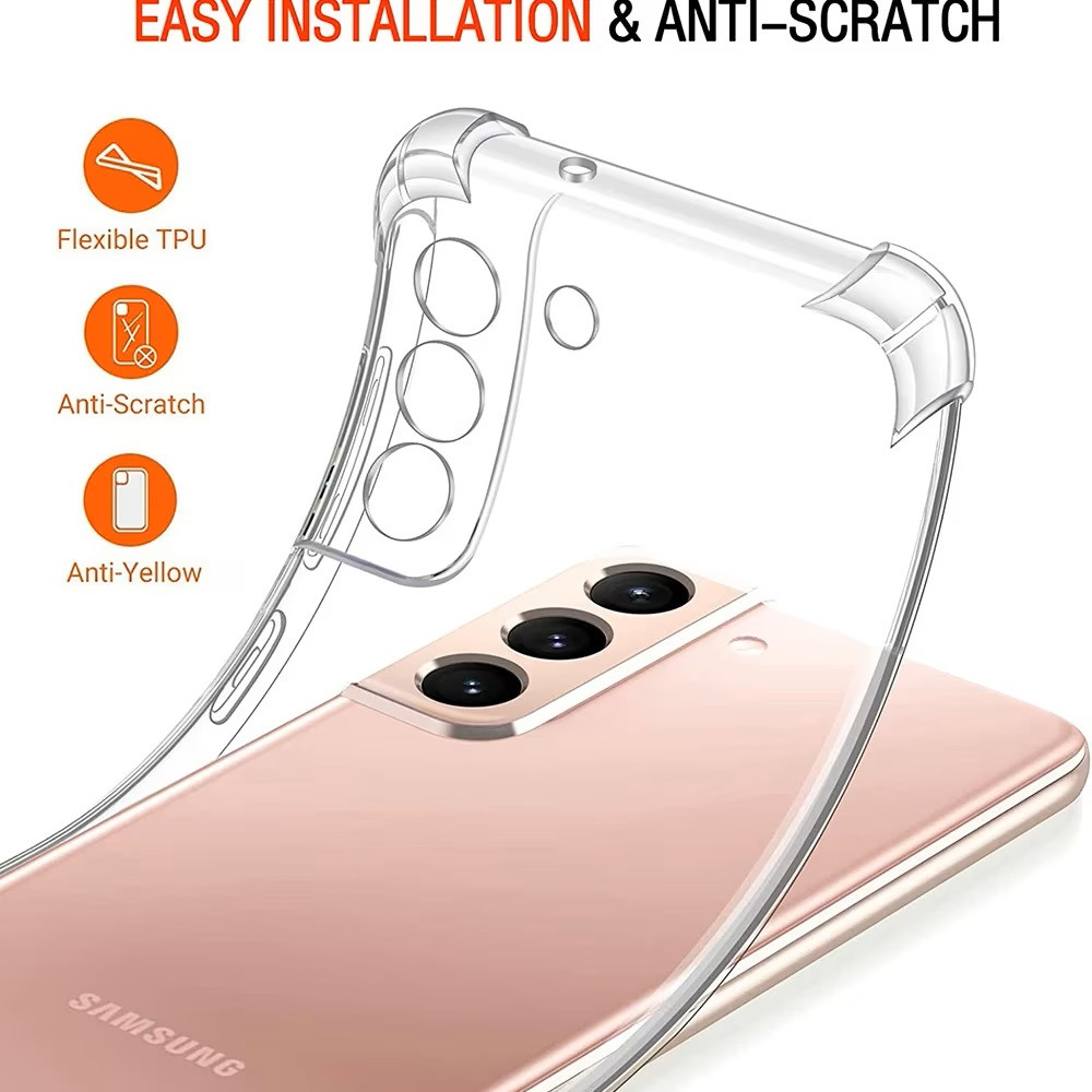 Husa Samsung Galaxy S21 FE TPU transparent, intarituri in colturi, grosime 1,5 mm 2
