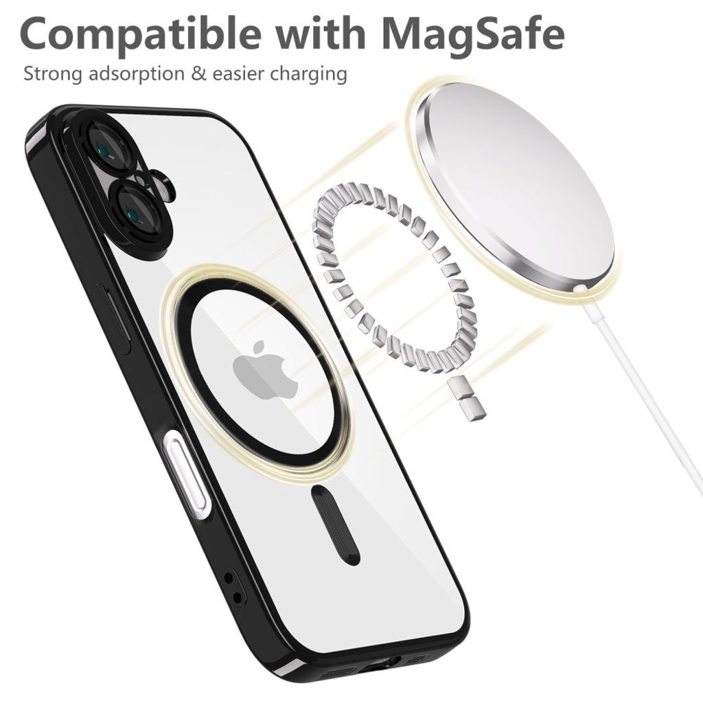 Husa Apple iPhone 17 Pro, Magsafe Electroplating TPU, protectie camera, margini albastre 4