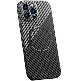 Husa Apple iPhone 13, iPefet Carbon, textura kevlar, Magsafe, negru/gri