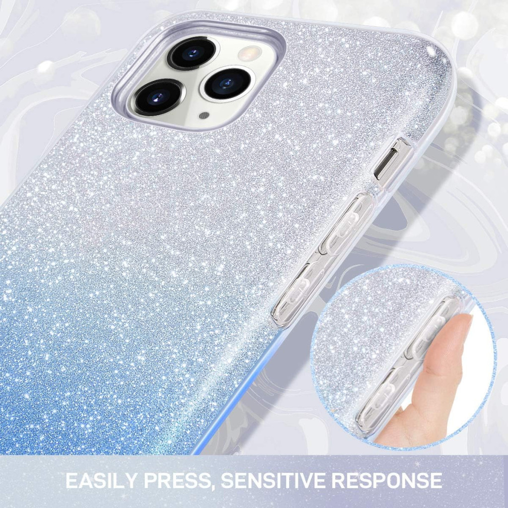 Husa iPhone 12 Mini, Luxury Glitter Gradient, argintiu/albastru 2
