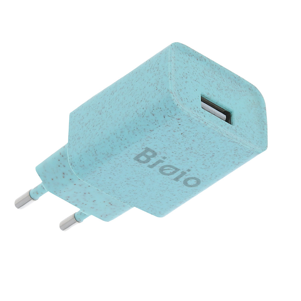Incarcator casa Bioio, 1 port USB, 2.4A, compozitie biodegradabila, albastru 3