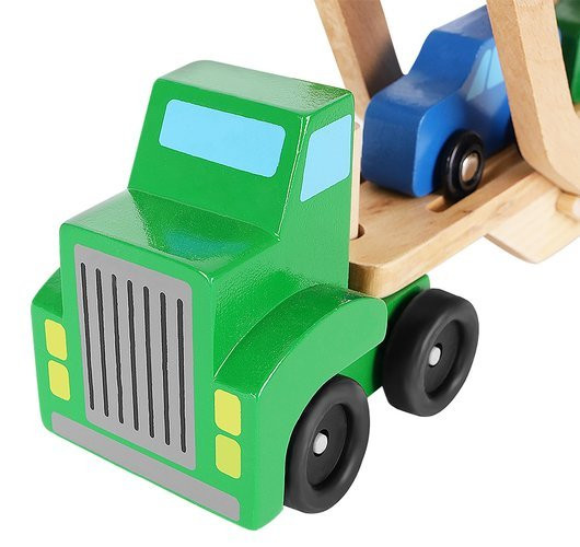 Camion tractare din lemn, 4 masinute incluse 3