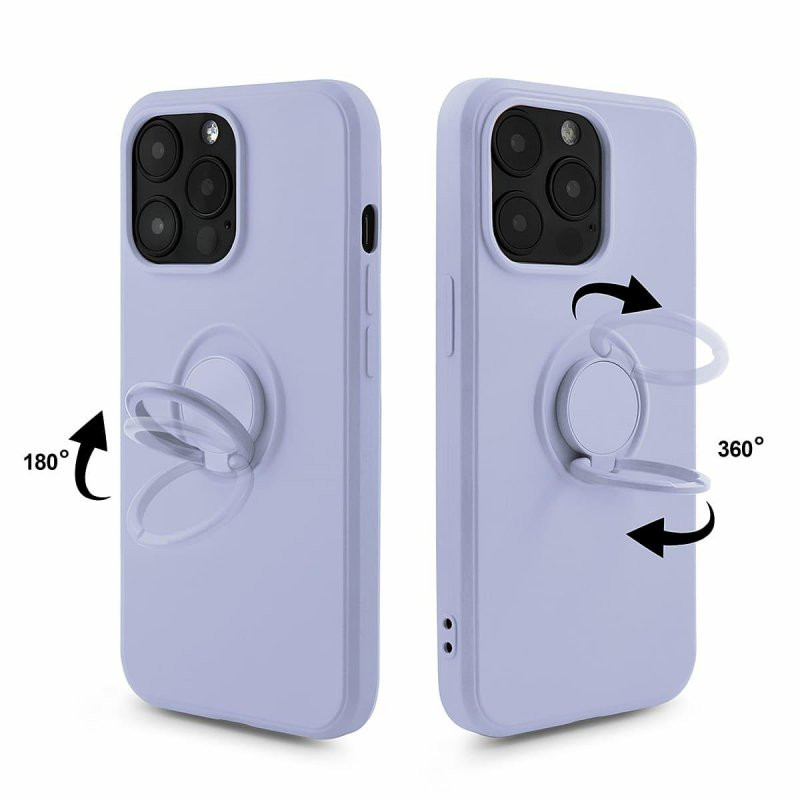 Husa Apple iPhone 13 Pro, Ring Silicone, suport sustinere rotativ, catifea in interior, violet 2