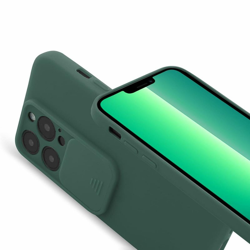 Husa Apple iPhone 13 Pro, Vertical Slide TPU, silicon moale, flexibil, verde 2