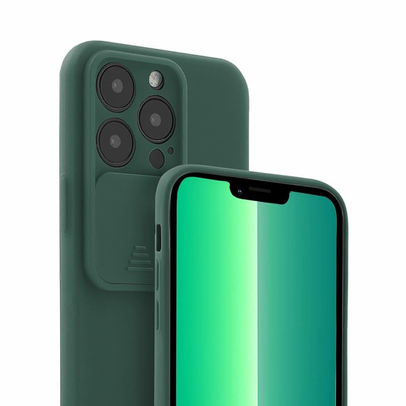 Husa Apple iPhone 13 Pro, Vertical Slide TPU, silicon moale, flexibil, verde 3