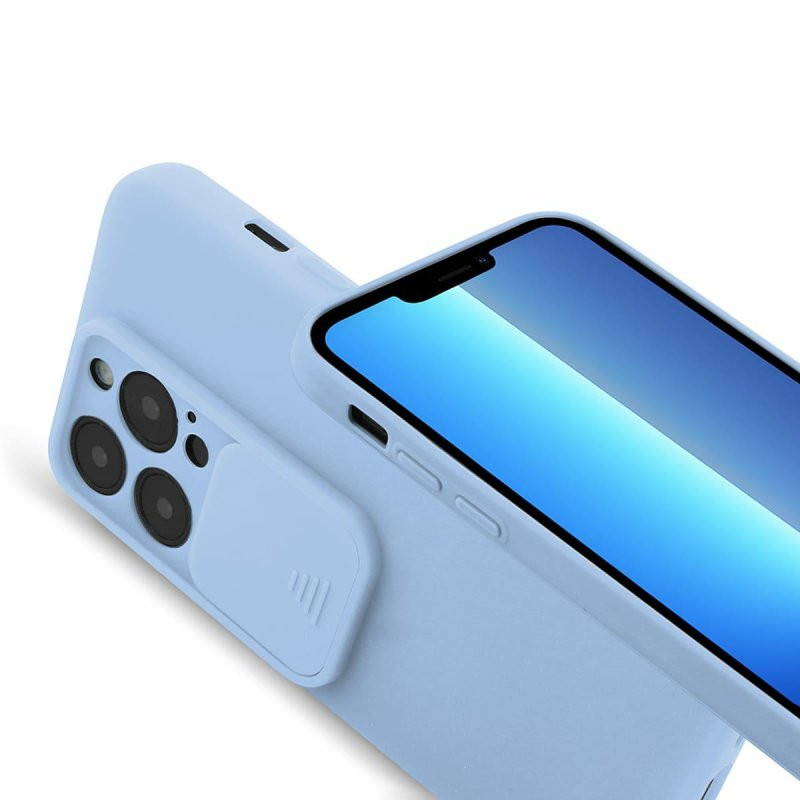 Husa Apple iPhone 13 Pro, Vertical Slide TPU, silicon moale, flexibil, albastru deschis 2