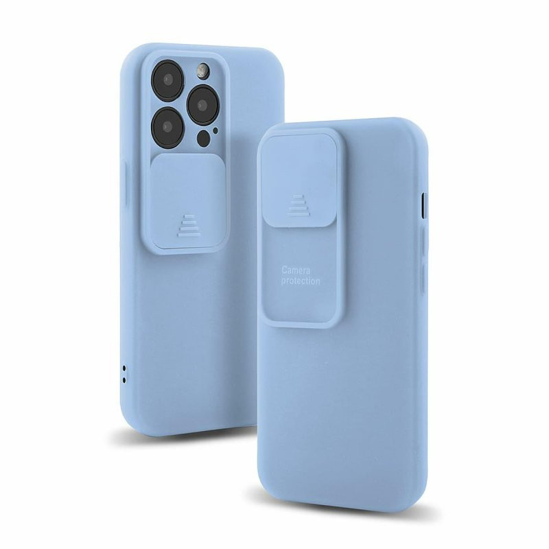 Husa Apple iPhone 13 Pro, Vertical Slide TPU, silicon moale, flexibil, albastru deschis 3