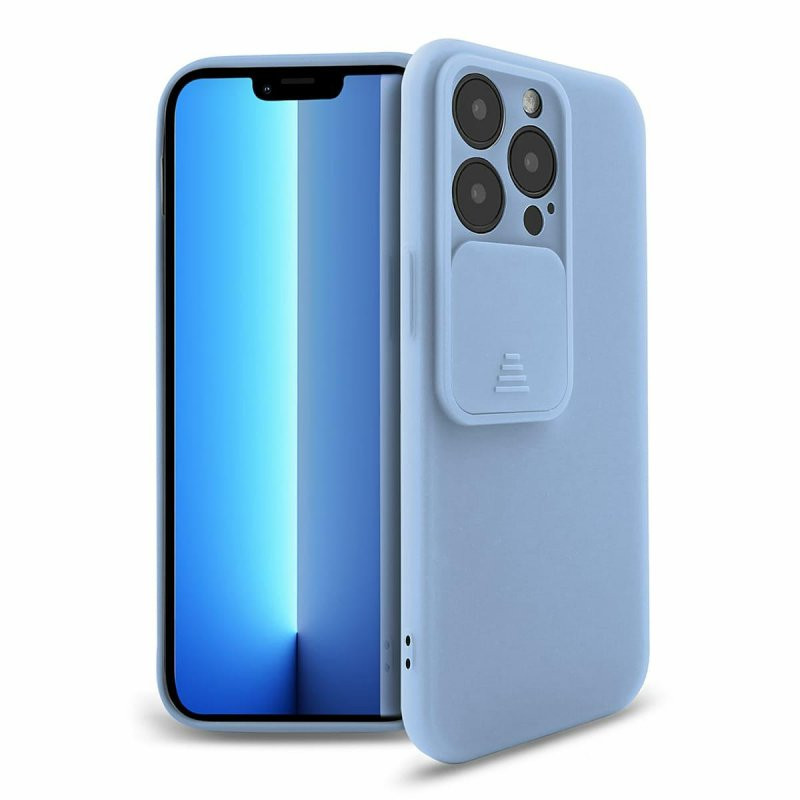 Husa Apple iPhone 13 Pro, Vertical Slide TPU, silicon moale, flexibil, albastru deschis 4