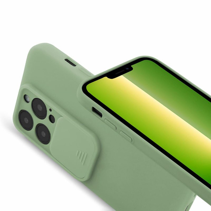 Husa Apple iPhone 13 Pro, Vertical Slide TPU, silicon moale, flexibil, verde maslina 2