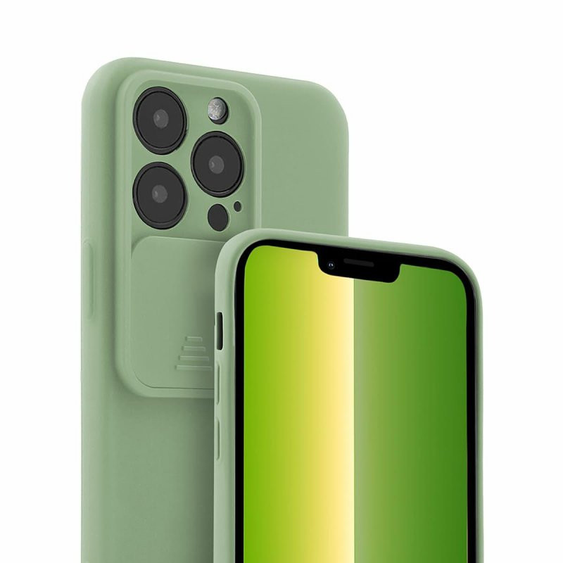 Husa Apple iPhone 13 Pro, Vertical Slide TPU, silicon moale, flexibil, verde maslina 3