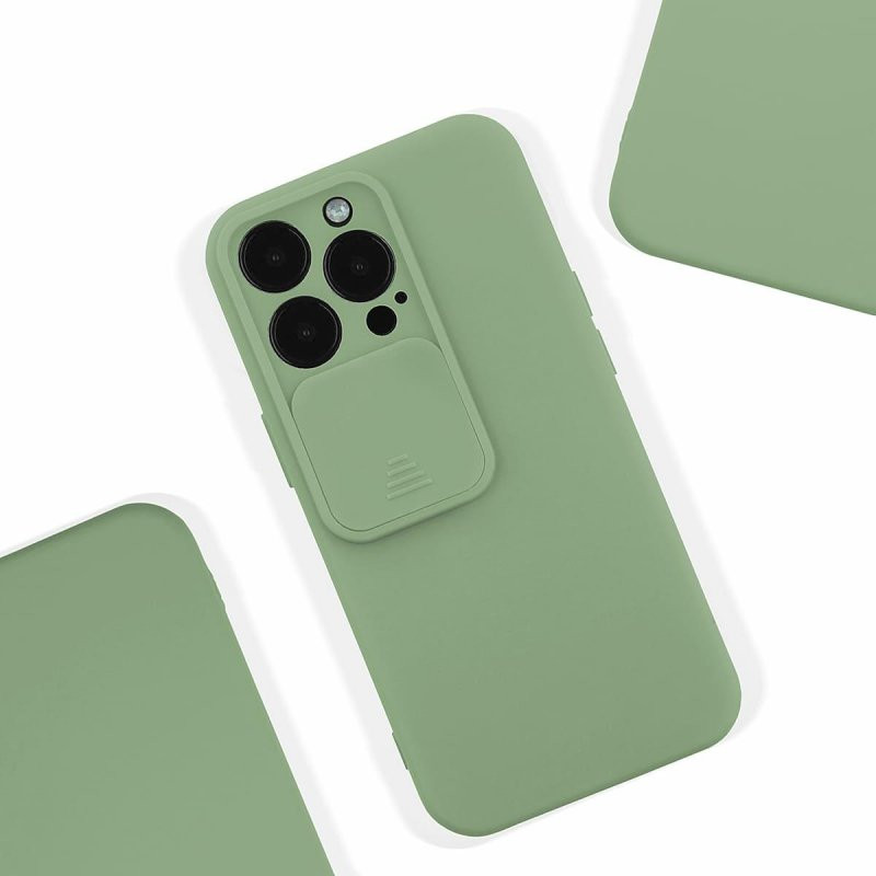 Husa Apple iPhone 13 Pro, Vertical Slide TPU, silicon moale, flexibil, verde maslina 4