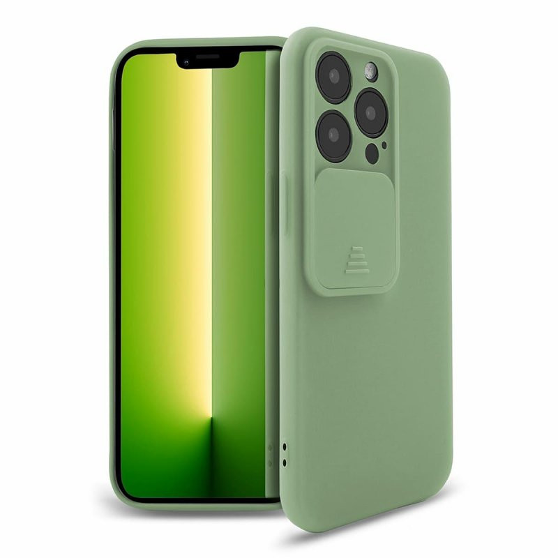 Husa Apple iPhone 13 Pro, Vertical Slide TPU, silicon moale, flexibil, verde maslina 5