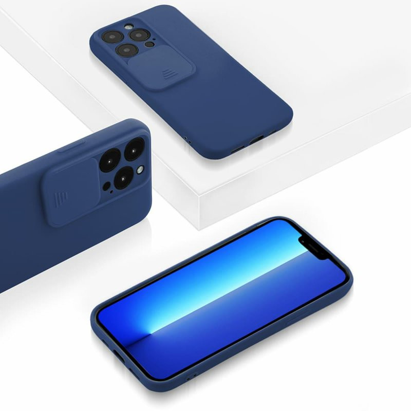 Husa Apple iPhone 13 Pro, Vertical Slide TPU, silicon moale, flexibil, albastra 2