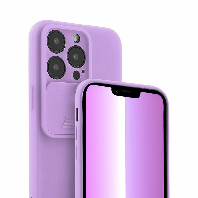 Husa Apple iPhone 13 Pro, Vertical Slide TPU, silicon moale, flexibil, mov lila 3