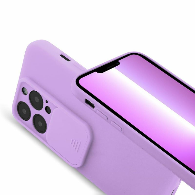 Husa Apple iPhone 13 Pro, Vertical Slide TPU, silicon moale, flexibil, mov lila 4