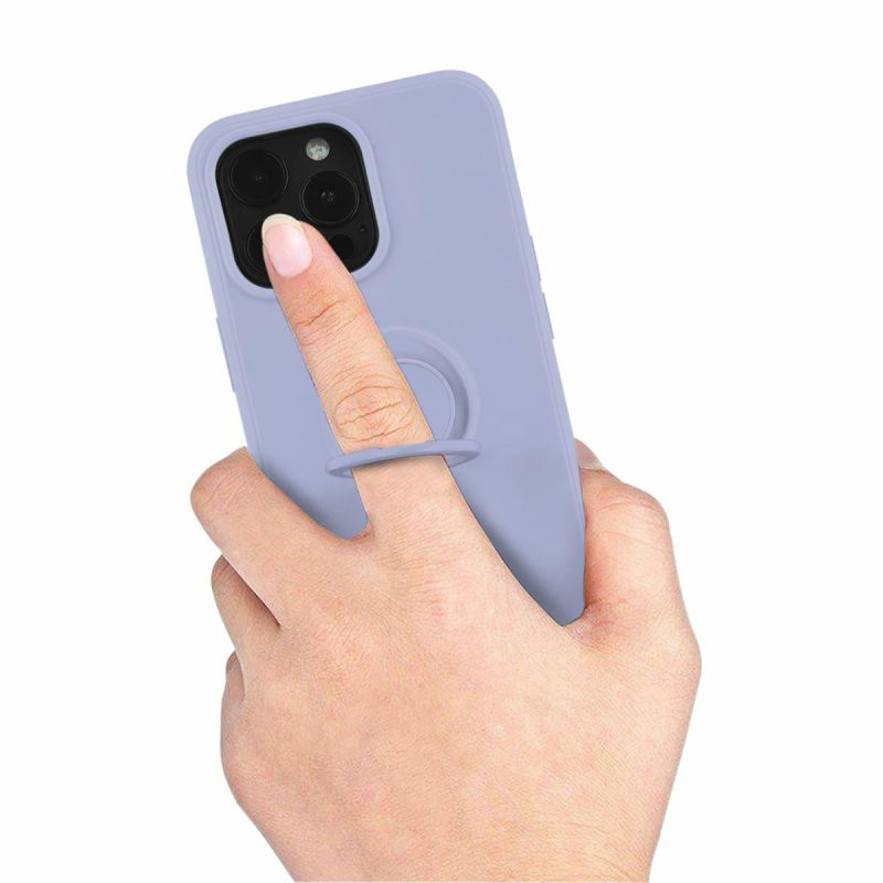 Husa Samsung Galaxy A03s / A02s, Ring Silicone, inel rotativ, catifea in interior, mov lila 5