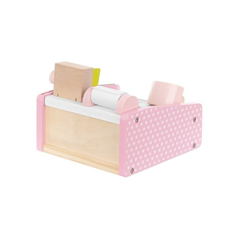 Jucarie casa de marcat din lemn, diverse accesorii 4
