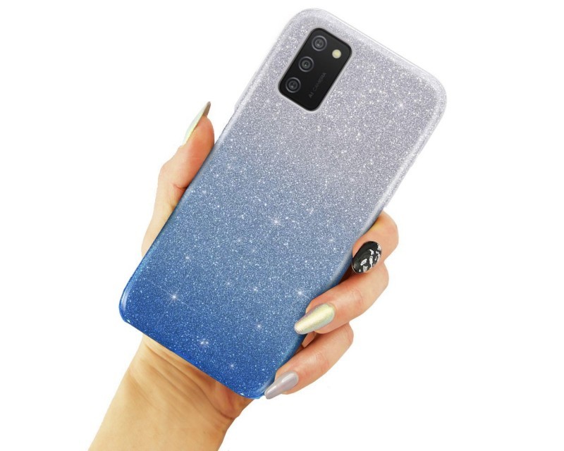 Husa Luxury Glitter Gradient pentru Samsung Galaxy A72, albastru cu argintiu 3