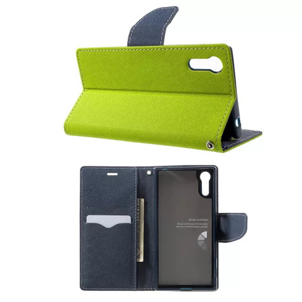 Husa protectie Samsung Galaxy A33 5G, Fancy Case, tip carte, inchidere magnetica, verde lime/albastru 3