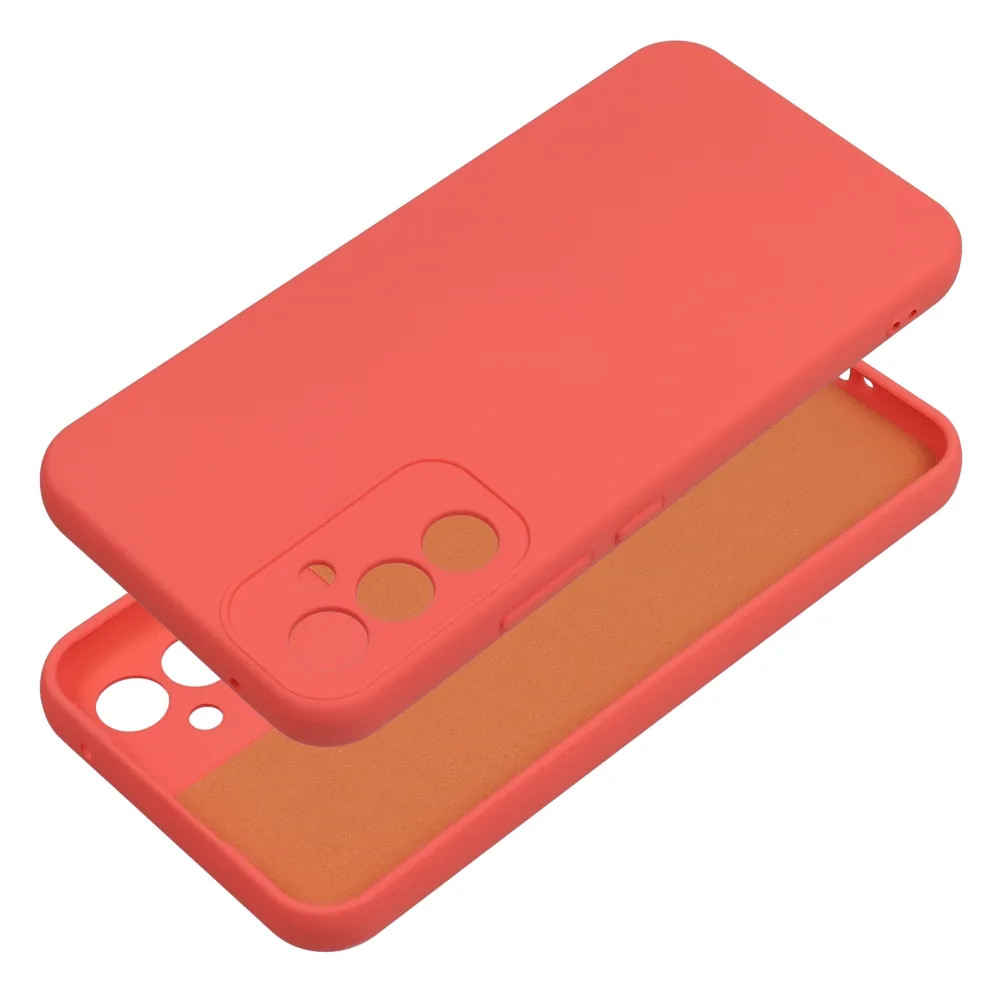 Husa Samsung Galaxy A14 5G/4G, Luxury Silicone, protectie camera, catifea in interior, rosu piersica 3