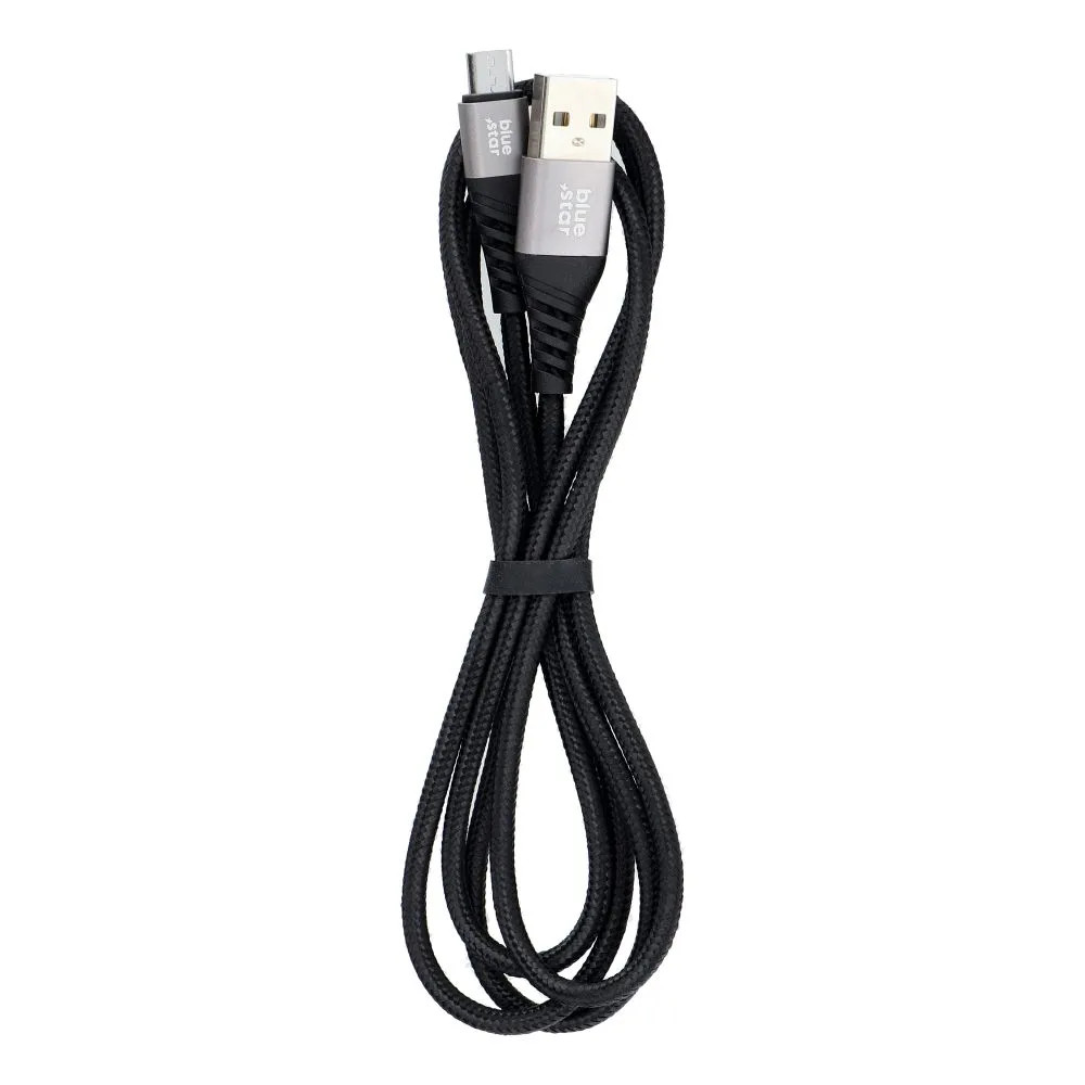Cablu de date si incarcare MicroUSB Bluestar, 1.2 metri, 2A, negru 2