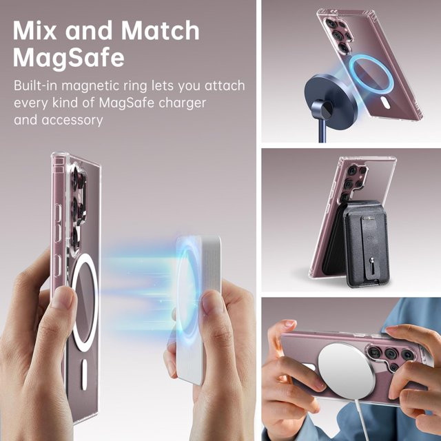 Husa protectie Samsung Galaxy S24 Ultra, compatibila MagSafe, hybrid PC + TPU, transparenta 4