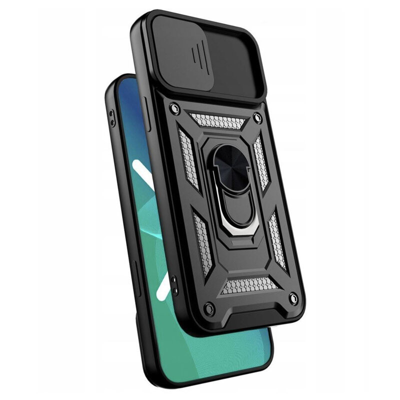 Husa Apple iPhone X/XS, Camshield Armor, inel sustinere, protectie camera, neagra 2