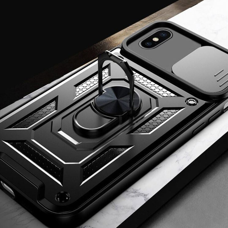 Husa Apple iPhone X/XS, Camshield Armor, inel sustinere, protectie camera, neagra 4