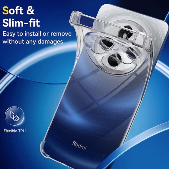 Husa Xiaomi Redmi 14C, TPU transparent, intarituri in colturi, grosime 1,5 mm 3