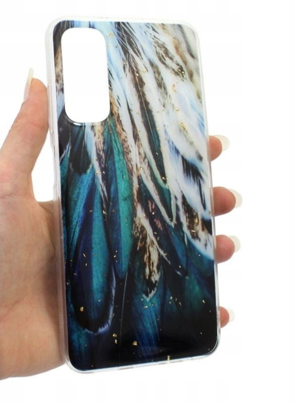 Husa protectie Samsung Galaxy A05s, Gold Glam Feathers 2