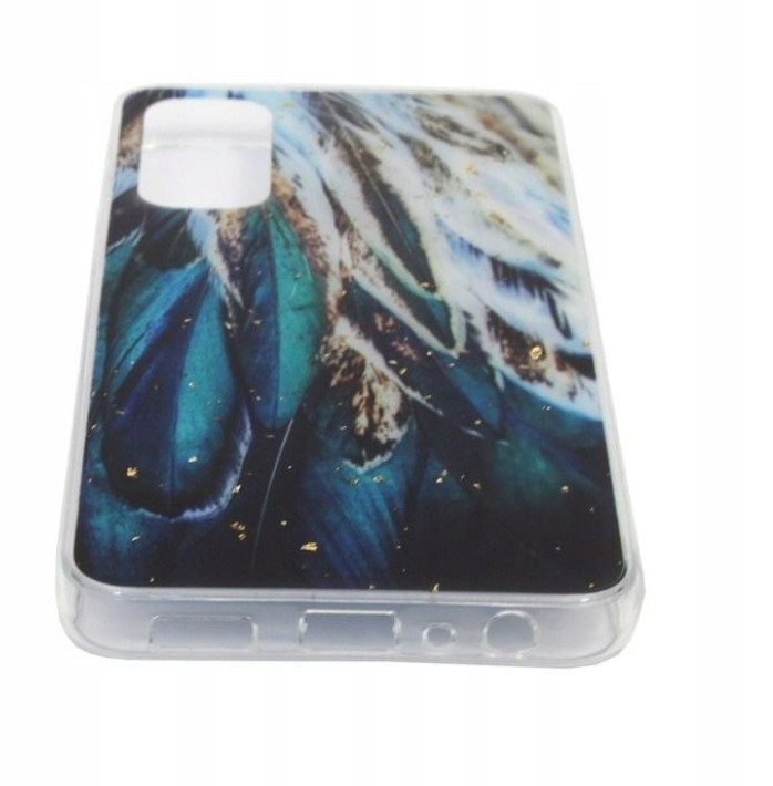 Husa protectie Samsung Galaxy A05s, Gold Glam Feathers 3
