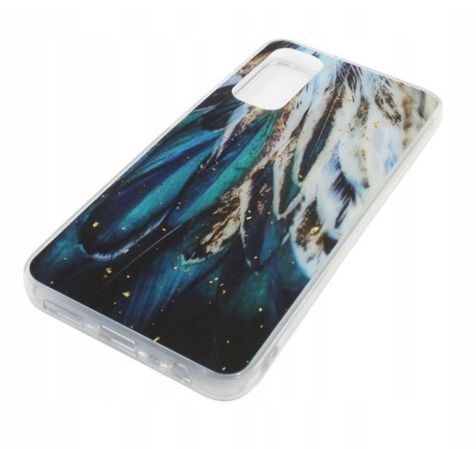 Husa protectie Samsung Galaxy A05s, Gold Glam Feathers 4