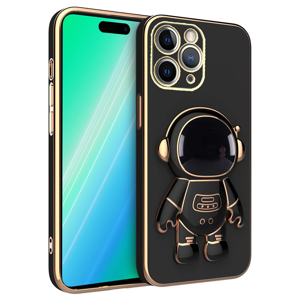 Husa Apple iPhone 15 Pro Max, Astronaut Case, protectie camera, functie stand expunere, neagra 2