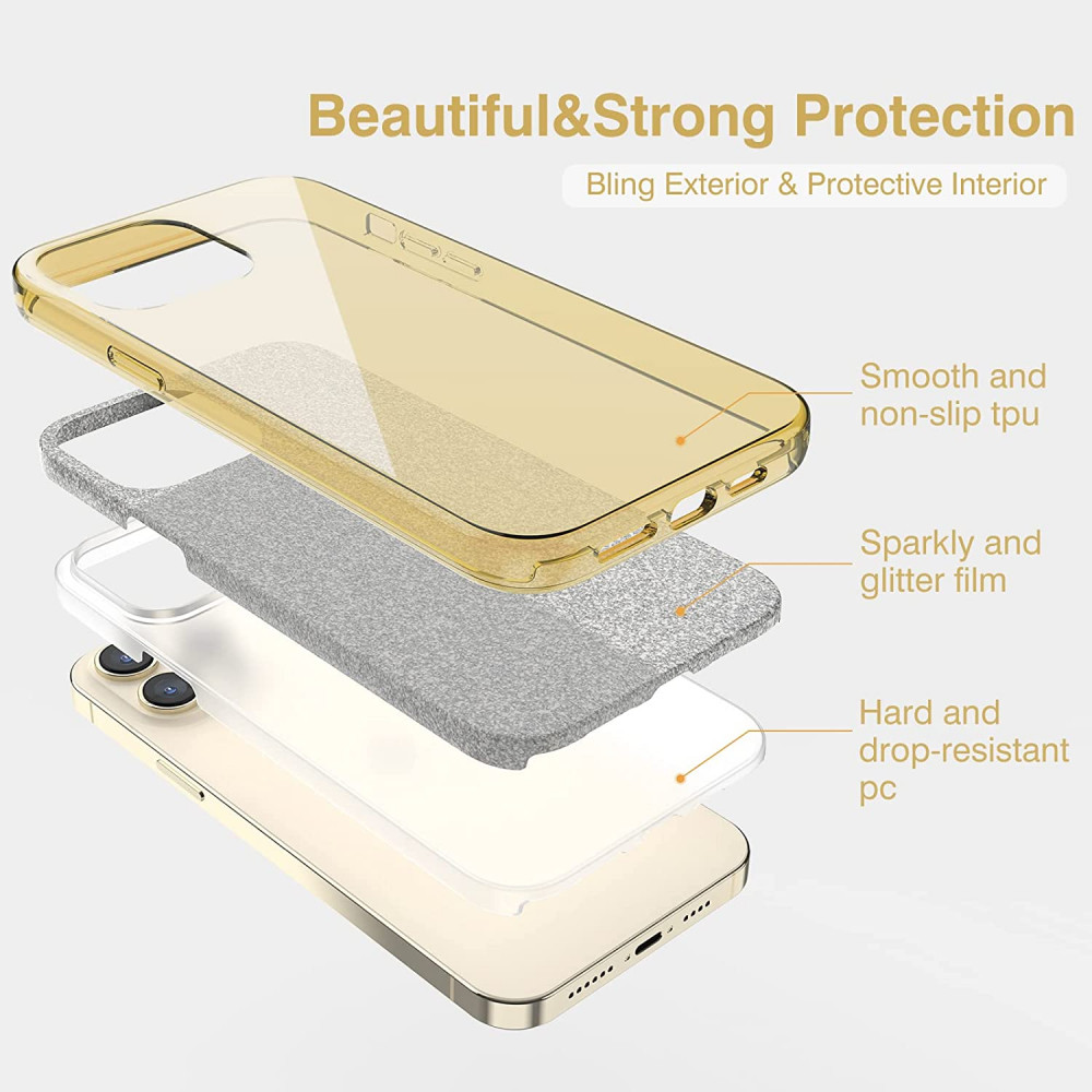 Husa protectie Samsung Galaxy A35, Luxury Glitter, aurie 5