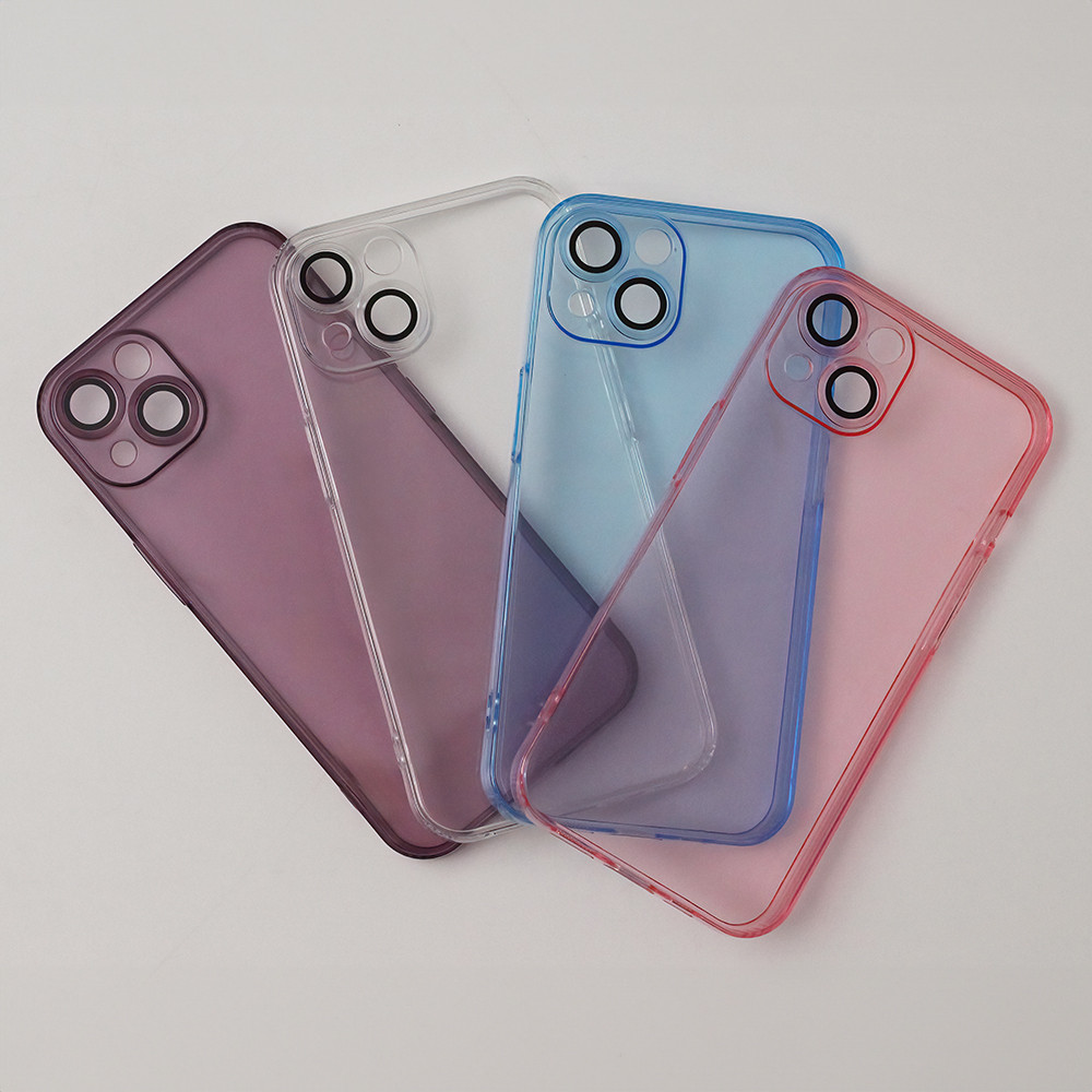 Husa Samsung Galaxy A15, Slim Color, TPU albastru transparent, protectie camere 4